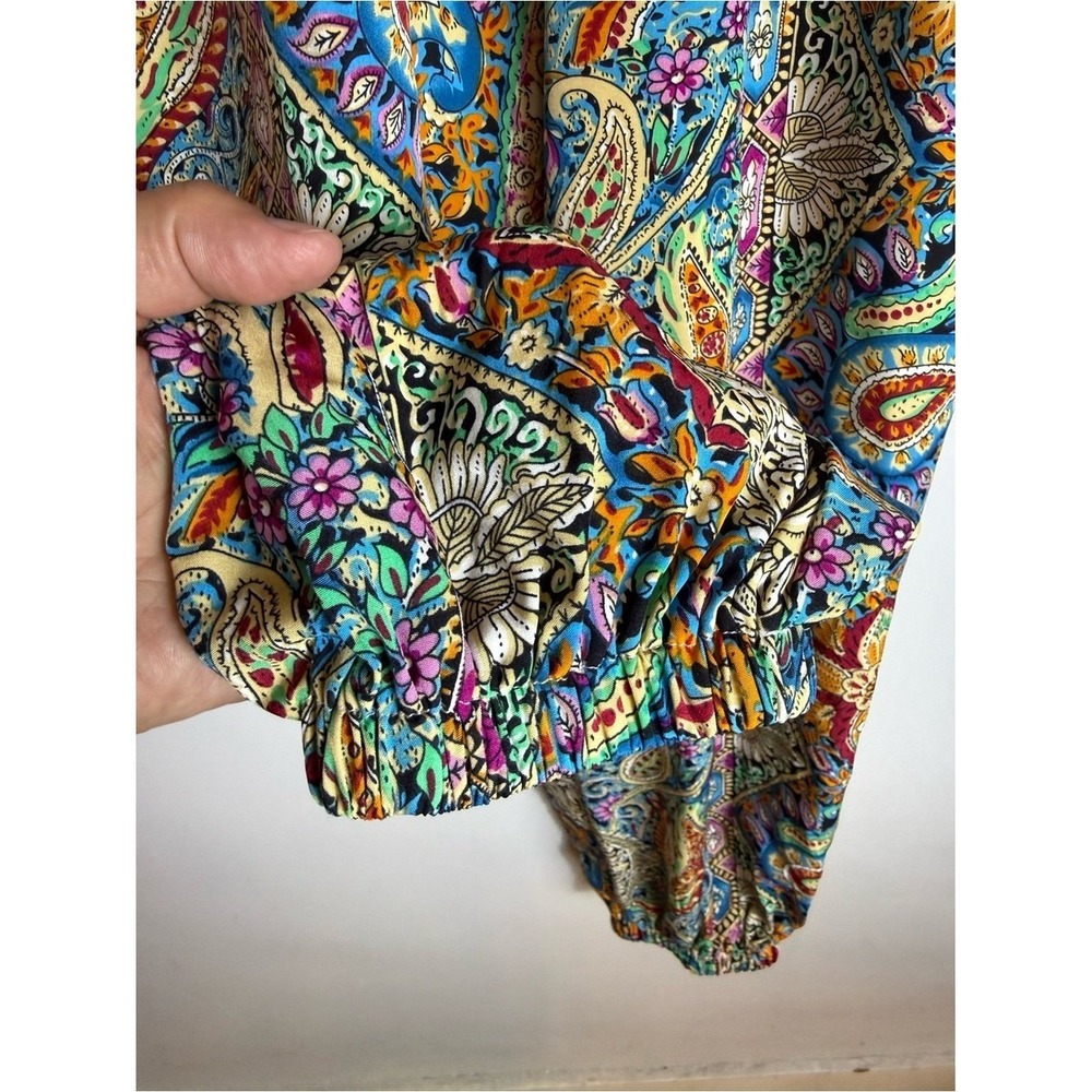 Cupshe Smocked Floral Paisley Boho Beach Pants NWT Size XS Colorful Vacation - Picture 3 of 6